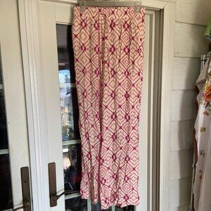 la fée maraboutée Atelier Boho Flowy Pink and White Pants French Sz 40 (US 8)